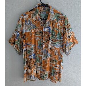 Reyn Spooner UT Austin Texas Longhorns Hawaiian Shirt Men's Size Medium Vintage